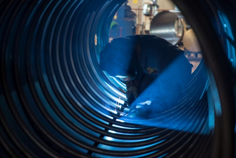 Einbau Solarwärmetauscher in Stahltank